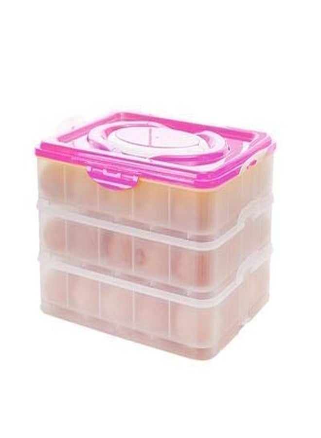 Flipco Egg Holder, 3-Layer Deviled Egg Tray with Lid Egg Carrier Box Dispenser Container with Handle for 72 Eggs - Image 1